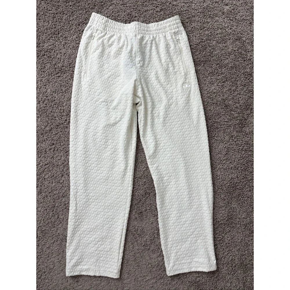 Adidas Q12 Monogram Track Pants Men Medium Cloud White Embossed Logo Originals M